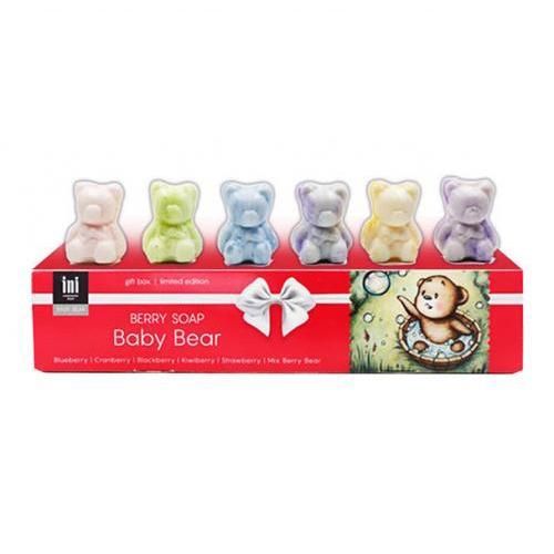 莓果礼盒 小熊手工祛角质洁肤皂（蓝莓+蔓越莓+黑莓+奇异果莓+草莓+混合莓子）手工香皂 26g*6 INI Baby Bear Berry Soap
