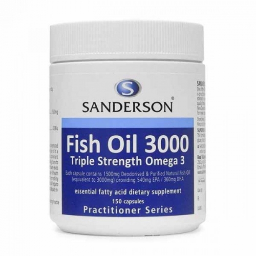 Sanderson 鱼油 三倍鱼油 3000毫克  （540mg EPA + 360mg DHA） Fish Oil 3000mg 150 Capsules