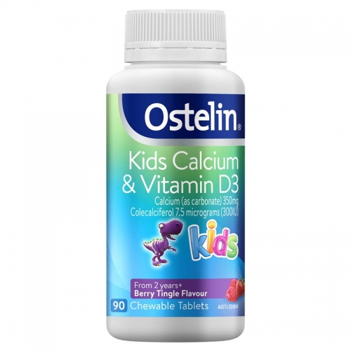 奥斯特林 小恐龙钙 儿童维生素D+钙 咀嚼片 梅子味  Ostelin Vitamin D & Calcium Kids Chewable 90 Tablets