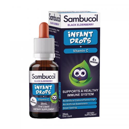 Sambucol 小黑果 婴幼儿免疫力口服液 Infant Drops + Vitamin C Baby Immune Support  Oral Liquid 20ml