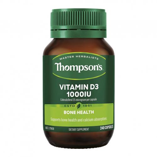 Thompson's 汤普森 维生素D3胶囊 VD3 240粒  Thompson's Vitamin D3 1000IU 240 Capsules