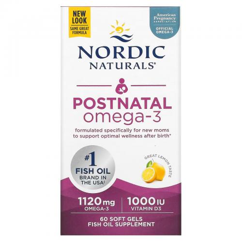 Nordic Naturals 挪威小鱼 孕后产妇专用 哺乳期鱼油  柠檬味 Postnatal Omega-3  Lemon  60 Softgel