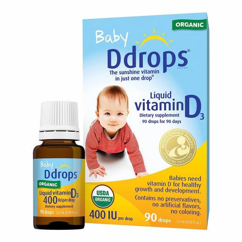 Baby Ddrops 婴儿维生素D3滴剂 400IU 90滴/瓶 Ddrops Liquid VitaminD3  2.5ml