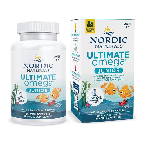 Nordic Naturals 挪威小鱼 终极鱼油  青少年补脑鱼油 Ultimate Omega Junior Ages 6-12 Strawberry 680 mg 90 Mini Soft Gels