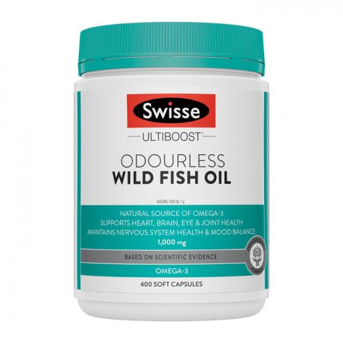 Swisse 斯维诗  无腥味鱼油  1000mg 400粒 Swisse Ultiboost Odourless Wild Fish Oil  400 Capsules