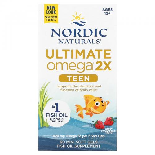 Nordic Naturals 挪威小鱼 青少年终极Omega鱼油 双倍版 Ultimate Omega-2x Teen - Omega 3 Formula for Teenagers 60c