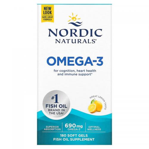 Nordic Naturals 挪威小鱼 纯净深海 鱼油 Fish Oil Omega-3 690mg - Lemon 180 Soft Gels