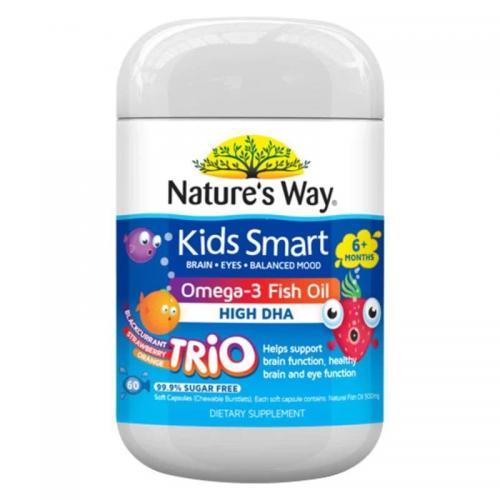 【 60粒】佳思敏 儿童果味深海鱼油 三色鱼油 三味鱼油 (DHA) 133 mg Kids Smart Omega-3 Fish Oil Burstlet Trio